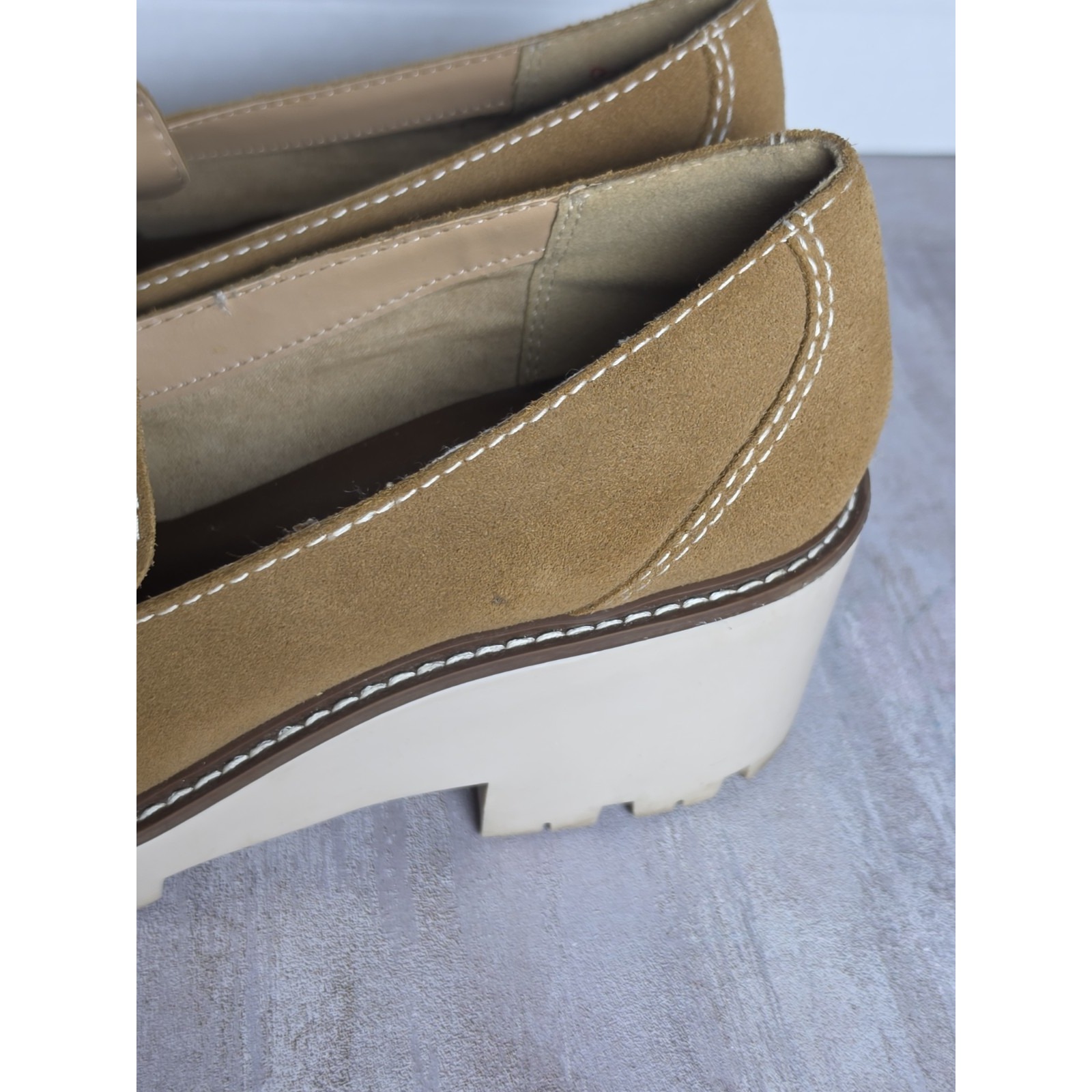 Y2k Style Lug Sole Platform Loafer Shoes Brown Suede Size 9m — image 7 of 8